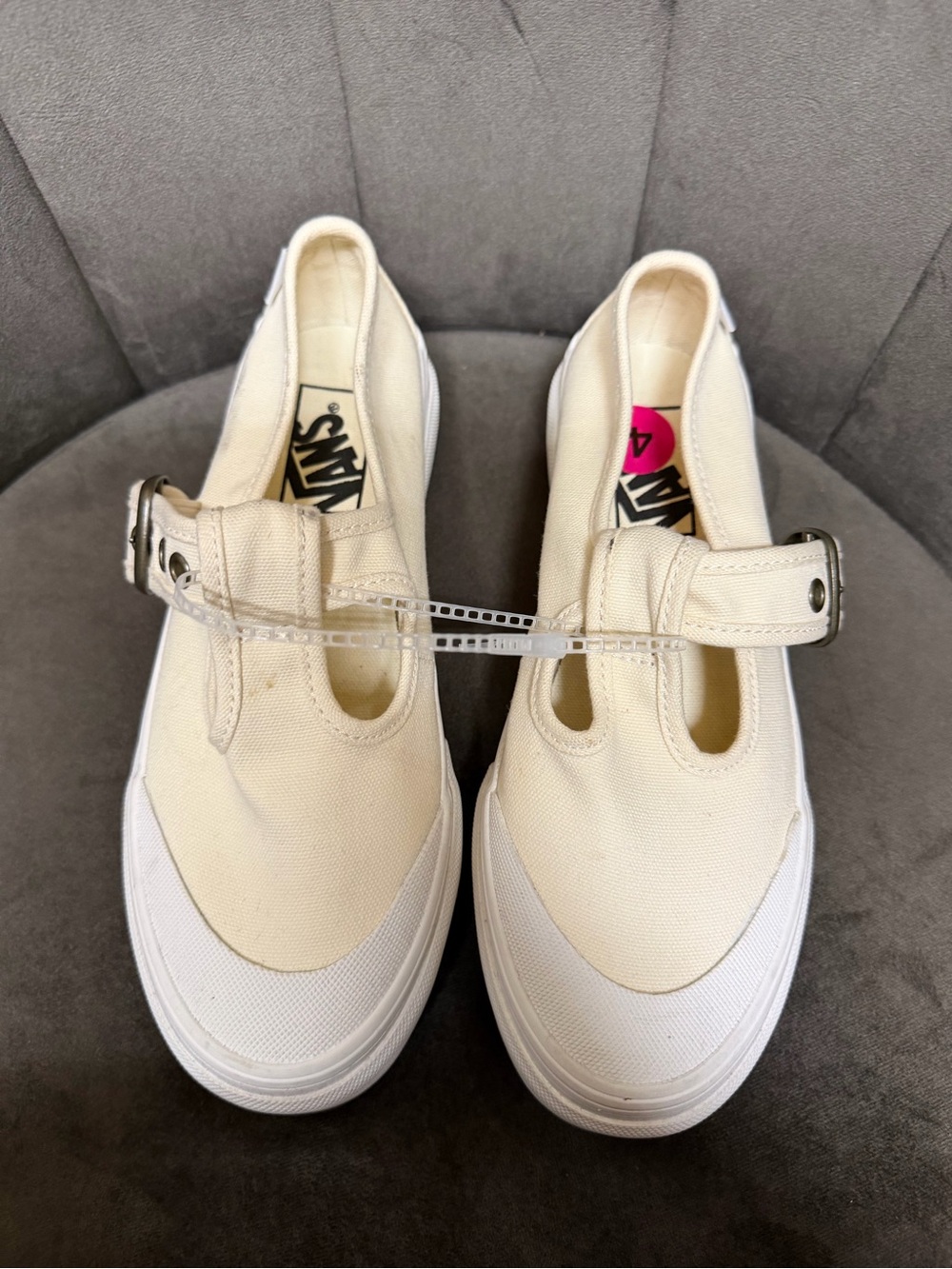 Vans Women’s Cream Canvas Mary Jane Flats with Buckle
